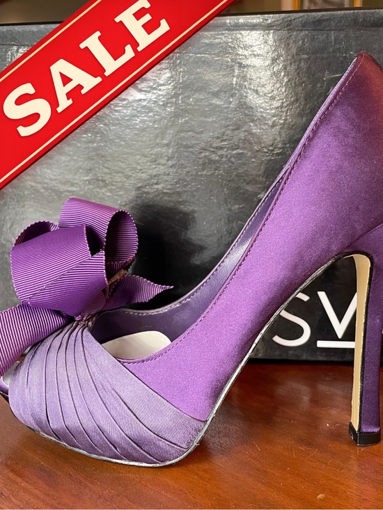 RSVP Shoes - RSVP Caitlyn Purple Satin High Heel with Bow 5M NEW IN BOX!!